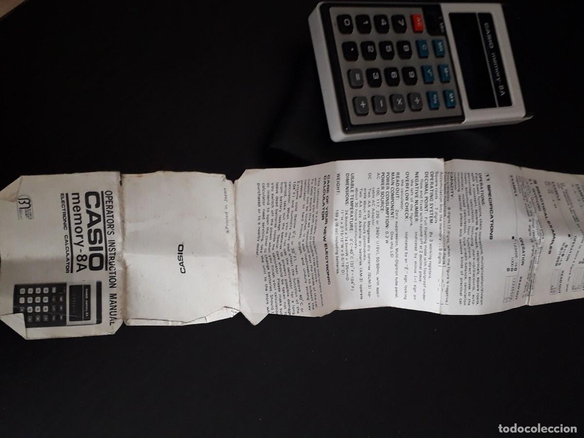 Segunda mano: CALCULADORA CASIO MEMORY 8A - CON FUNDA Y MINI MANUAL ORIGINAL - PARECE QUE NO FUNCIONA - Foto 8