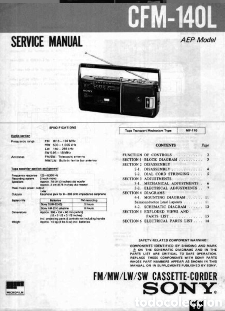 Segunda mano: RADIOCASSETTE SONY CFM-140L VINTAGE 1987 - Foto 8