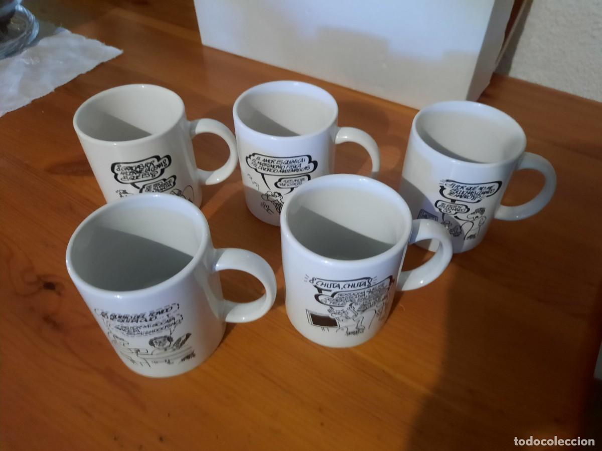 Segunda mano: Cinco tazas de loza, con dibujos de Forges - Foto 1
