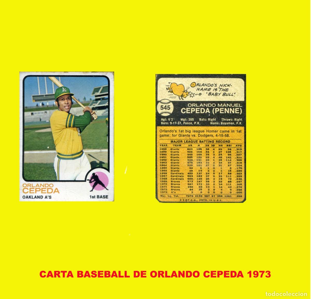 Segunda mano: CARTA DE BASEBALL ORLANDO CEPEDA 1973 ORIGINAL - Foto 1