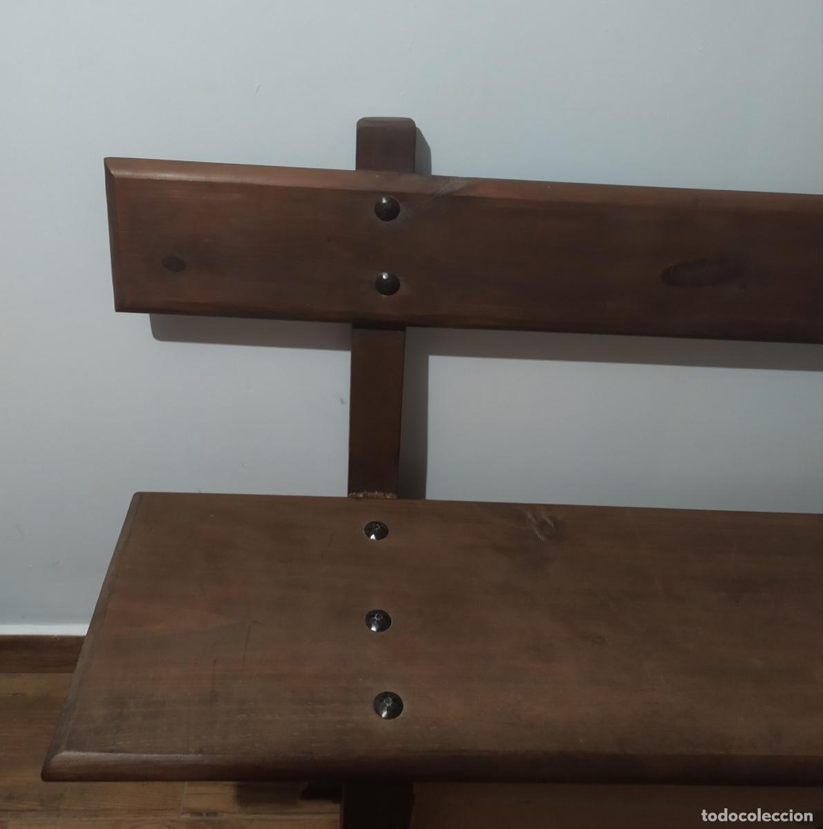 Segunda mano: 3 BANCOS DE MADERA CON RESPALDO para bodega o merendero - Foto 2
