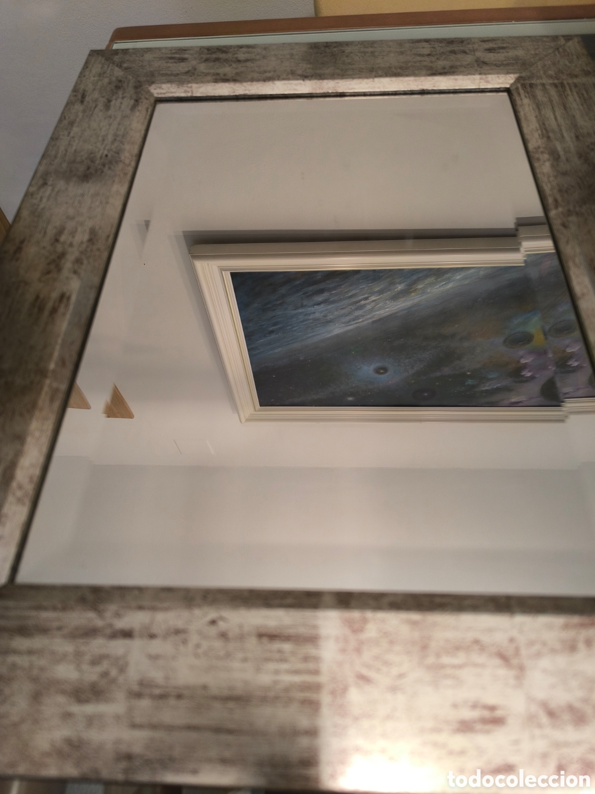 Segunda mano: Espejo biselado con marco de madera 52 x 43cm - Foto 5