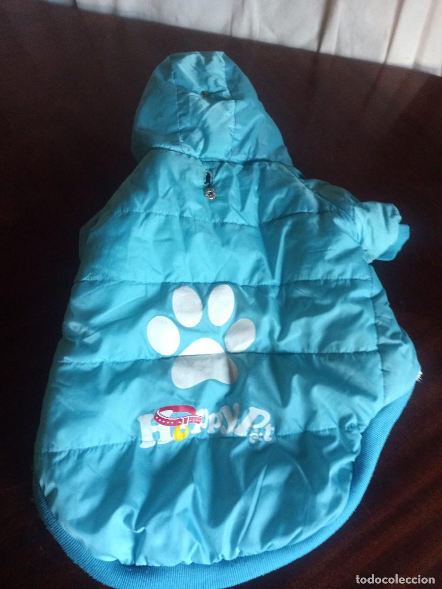 Segunda mano: Abrigo para perro con capucha. Azul. Huellas. Forro. 45 cm. - Foto 1