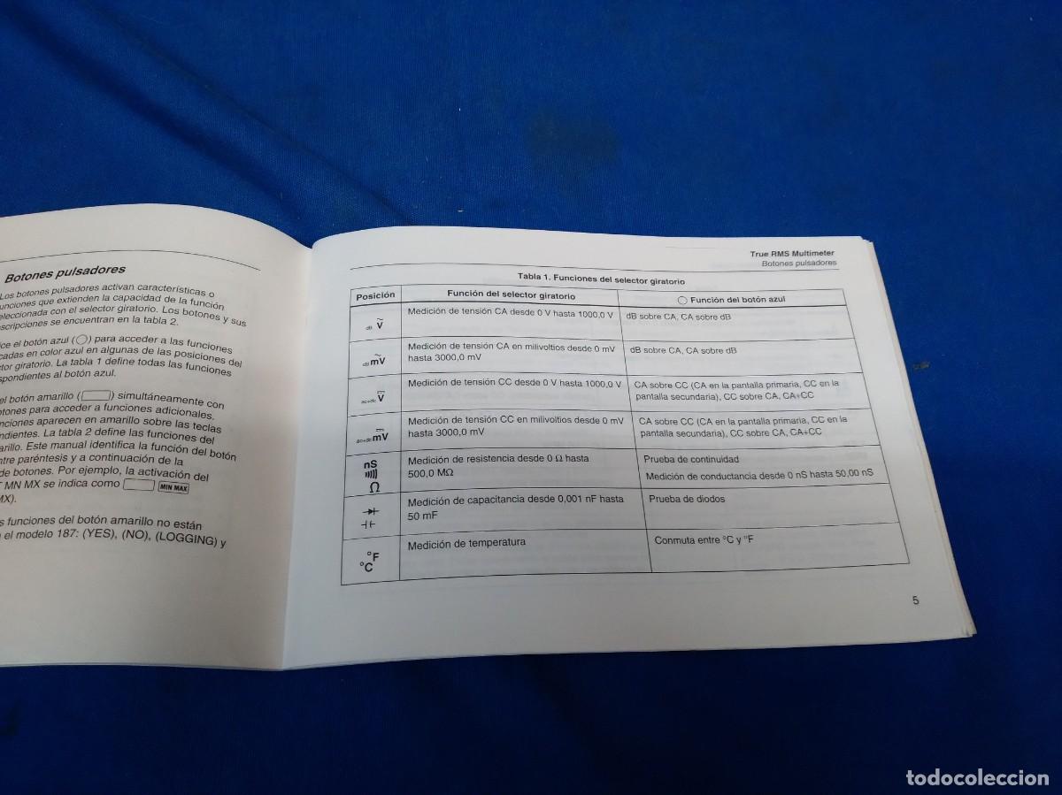 Segunda mano: FLUKE - MANUAL DE FUNCIONAMIENTO B&Aacute;SICO DEL MULT&Iacute;METRO, TESTER FLUKE 187 & 189 - Foto 3