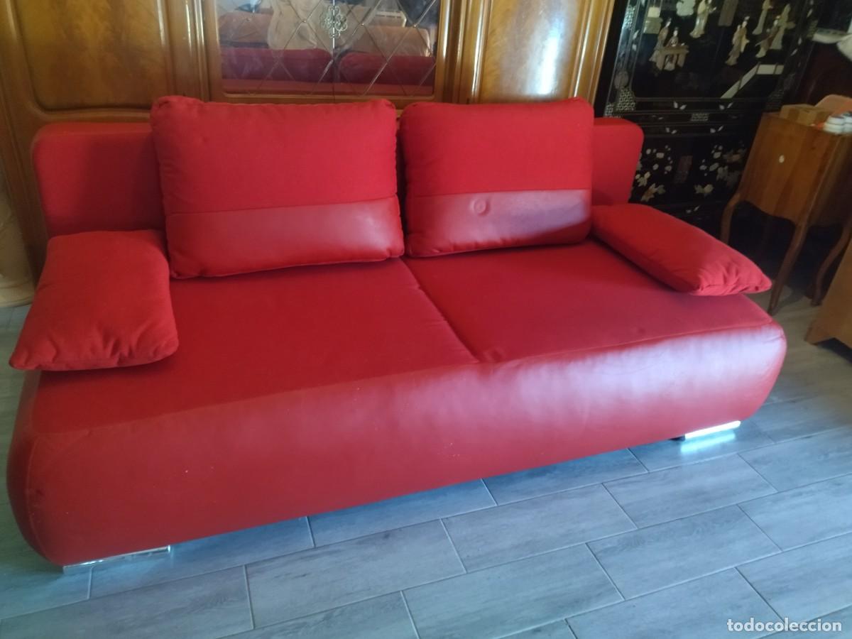 Segunda mano: Sof&aacute; cama, canap&eacute; de polipiel y tejido. - Foto 3