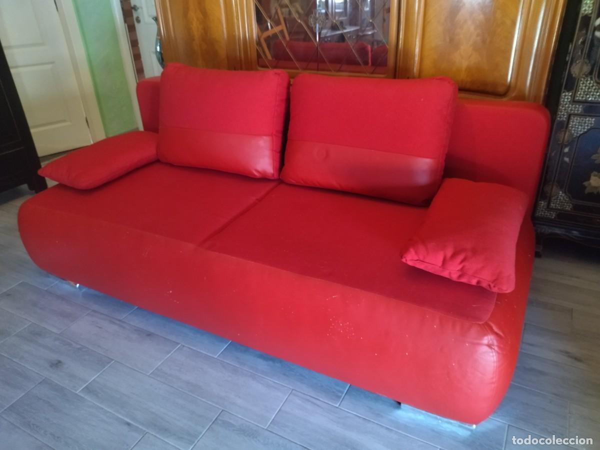 Segunda mano: Sof&aacute; cama, canap&eacute; de polipiel y tejido. - Foto 5
