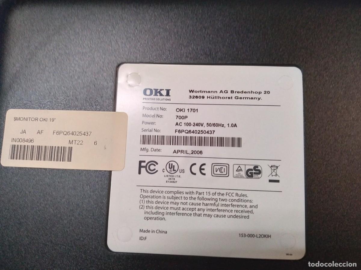 Segunda mano: MONITOR MARCA OKI - CARACTERISTICAS EN FOTOGRAFIAS (N&ordm; 3) - Foto 4