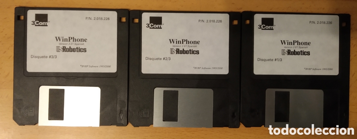 Segunda mano: 3 DISQUETES WIN PHONE - US ROBOTICS - 3COM - BVRP 1995/2000 - Foto 1