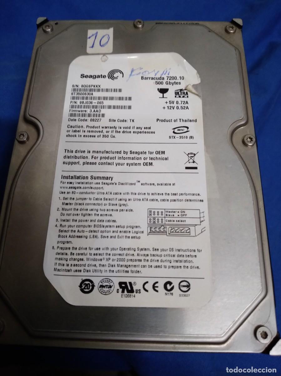 Segunda mano: DISCO DURO SEAGATE BARRACUDA 7200.10 DE 500 Gbytes ( N&ordm; 10 ) - Foto 1