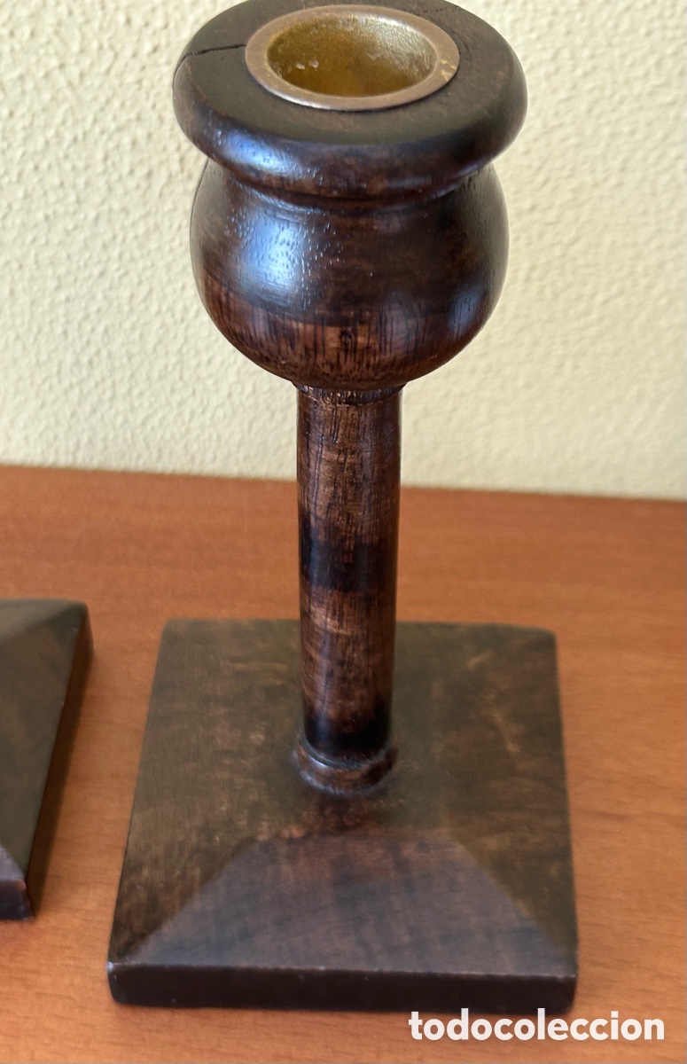 Segunda mano: 2 CANDELABROS PALMATORIAS PORTAVELAS DE MADERA - Foto 5