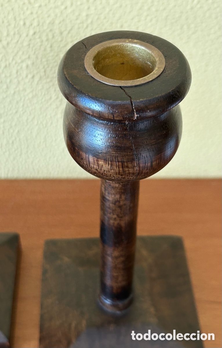 Segunda mano: 2 CANDELABROS PALMATORIAS PORTAVELAS DE MADERA - Foto 6