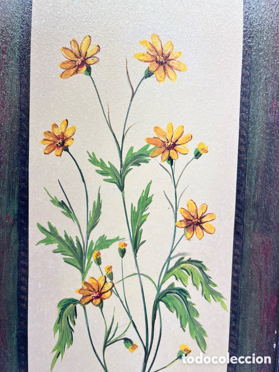 Segunda mano: Tablero pintado (seguramente serigraf&iacute;a) y enmarcado - Foto 2
