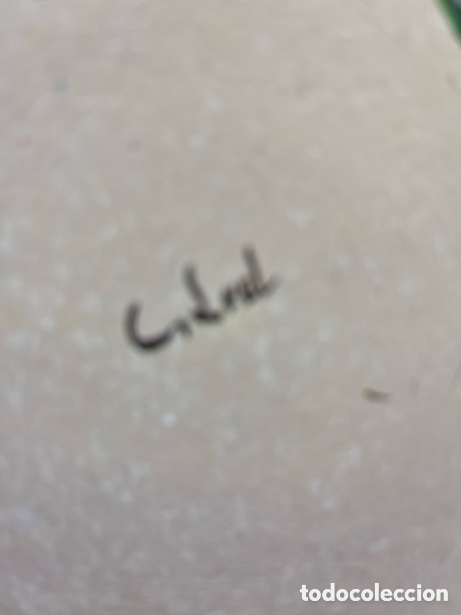 Segunda mano: Tablero pintado (seguramente serigraf&iacute;a) y enmarcado - Foto 3