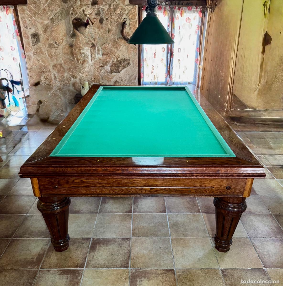 Segunda mano: Gran mesa de billar franc&eacute;s en roble con incrustaciones - Foto 2