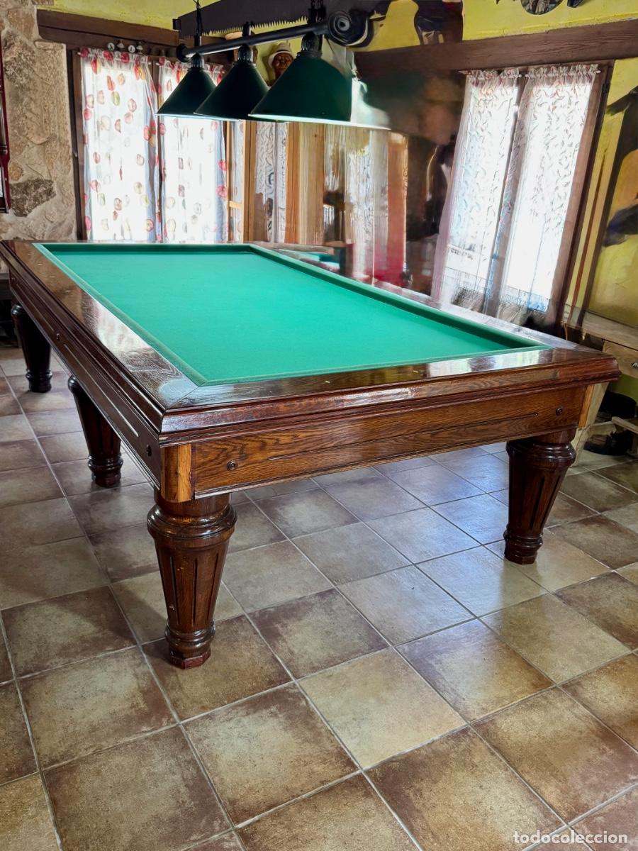 Segunda mano: Gran mesa de billar franc&eacute;s en roble con incrustaciones - Foto 1