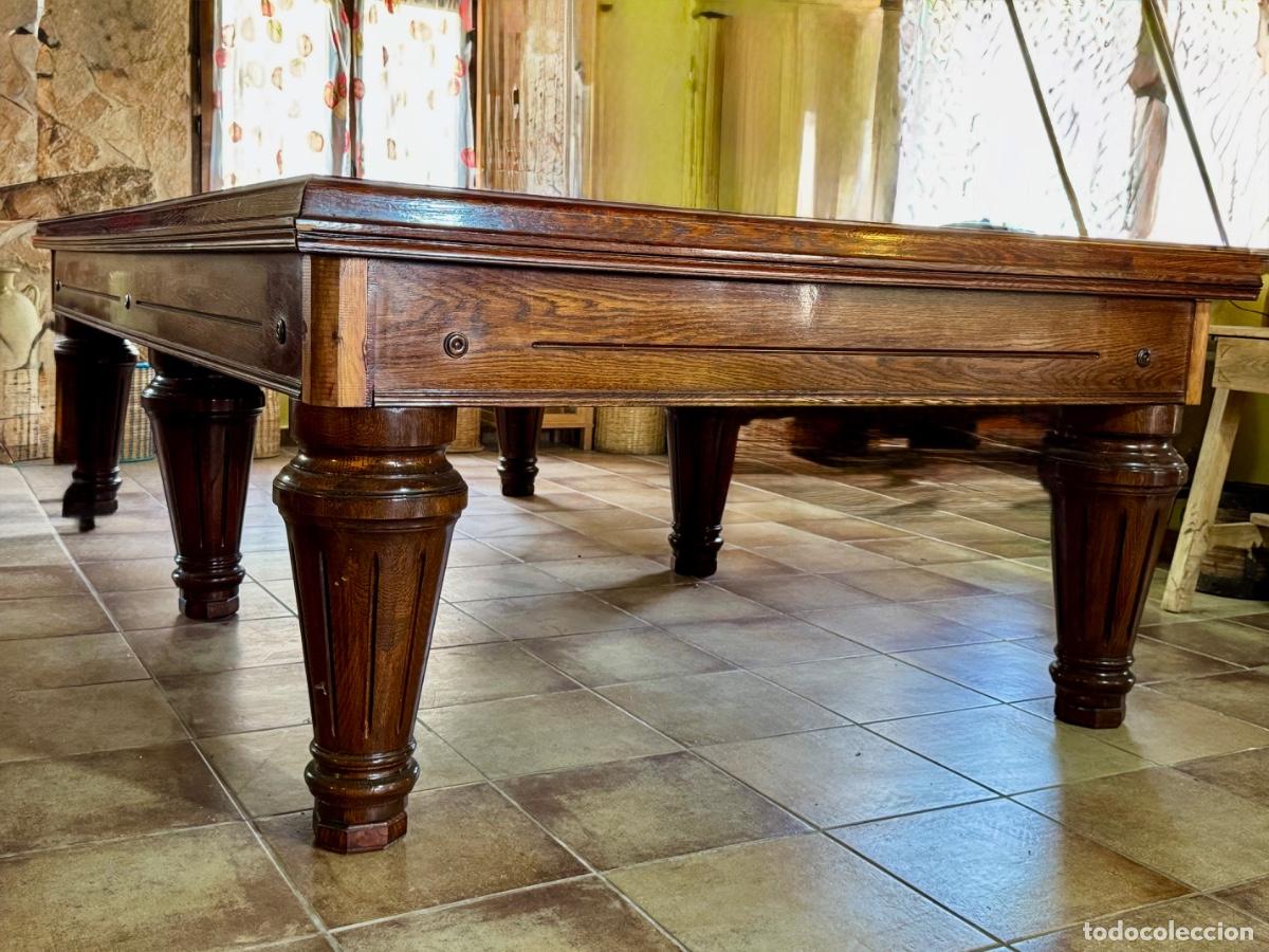 Segunda mano: Gran mesa de billar franc&eacute;s en roble con incrustaciones - Foto 3