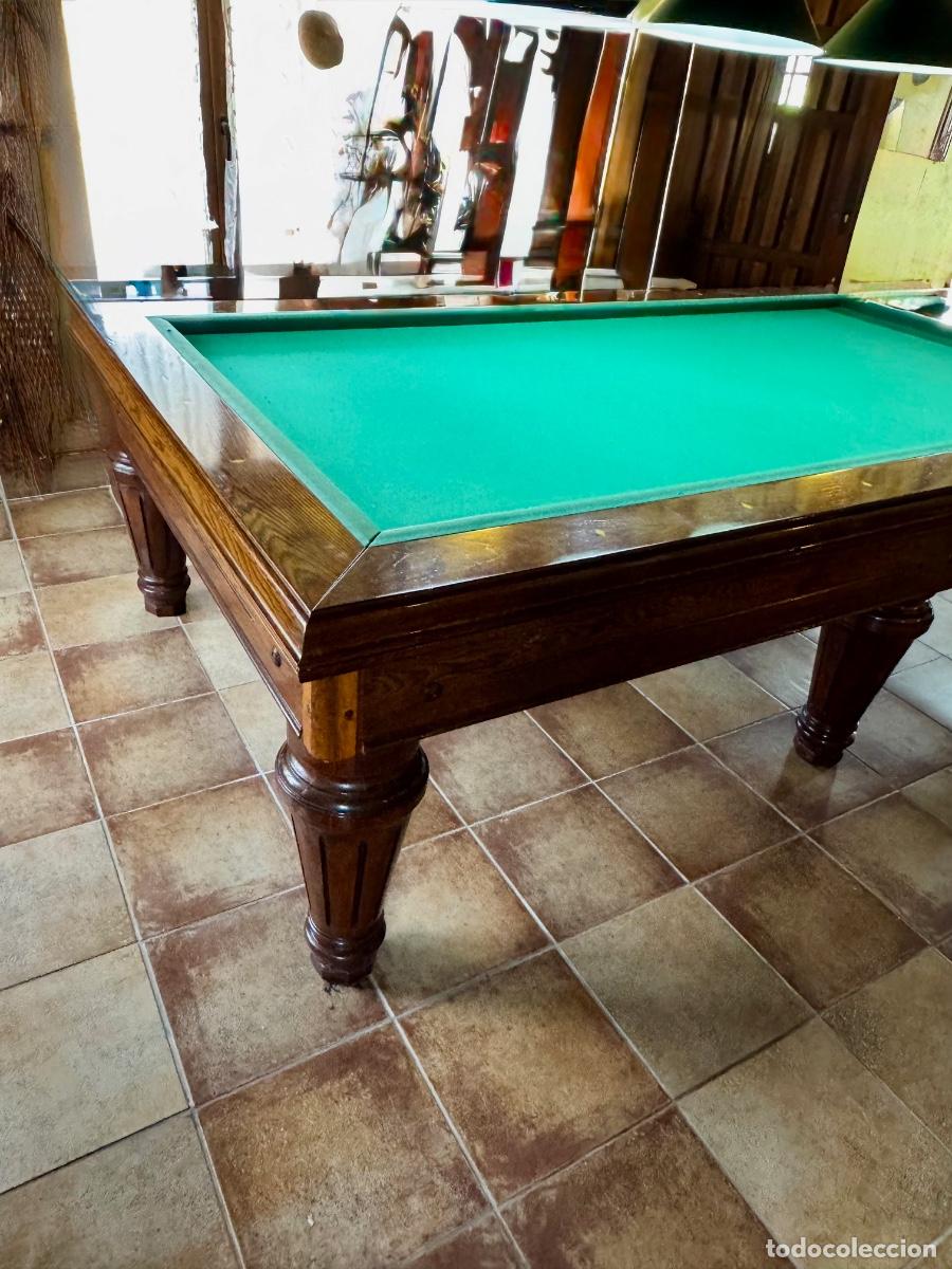 Segunda mano: Gran mesa de billar franc&eacute;s en roble con incrustaciones - Foto 6