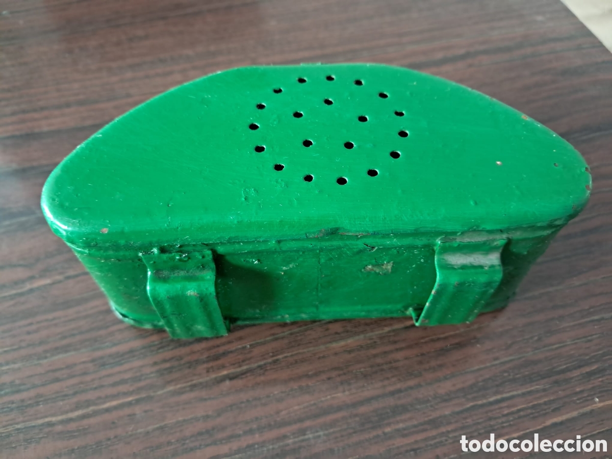 Segunda mano: 4 cajas de cebo para pesca, de lat&oacute;n, vintage - Foto 3
