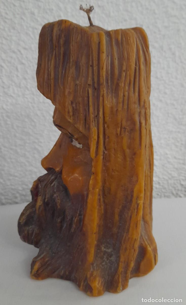 Segunda mano: VELA RUSTICA DECORATIVA TALLADA CON FORMA DE CABEZA EN ARBOL - Foto 3