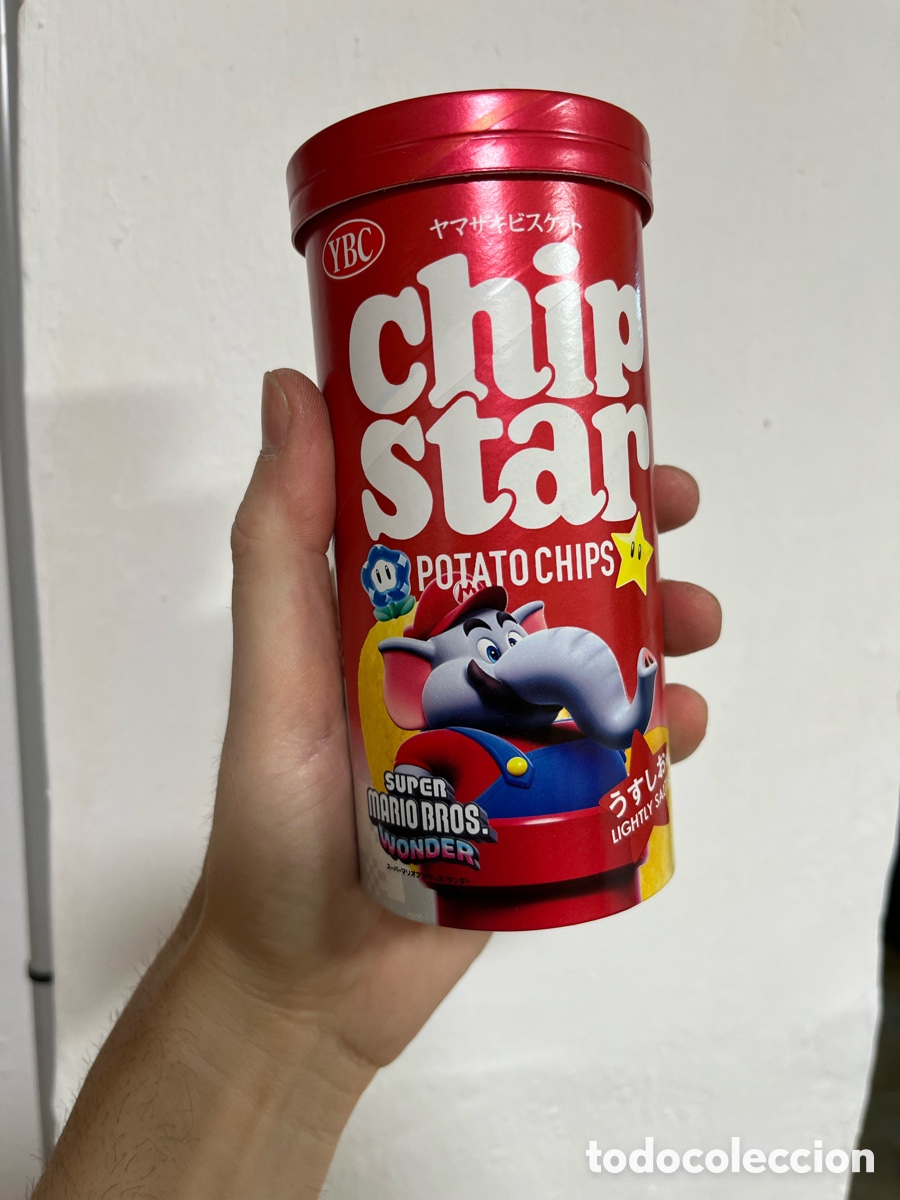 Segunda mano: Bote (vac&iacute;o) de chips s&uacute;per Mario bros wonder (Jap&oacute;n) - Foto 1