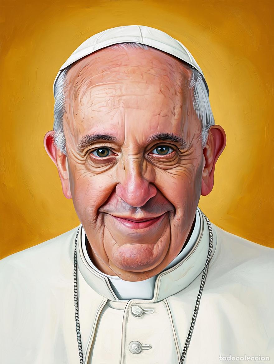 D'Occasion: PAPA FRANCISCO. CUADRO LIENZO CON BASTIDOR DE MADERA