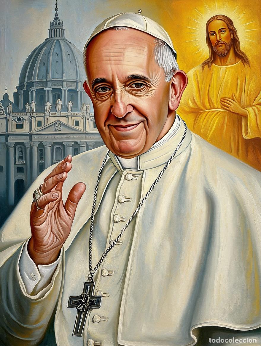 Seconda Mano: PAPA FRANCISCO. CUADRO LIENZO CON BASTIDOR DE MADERA