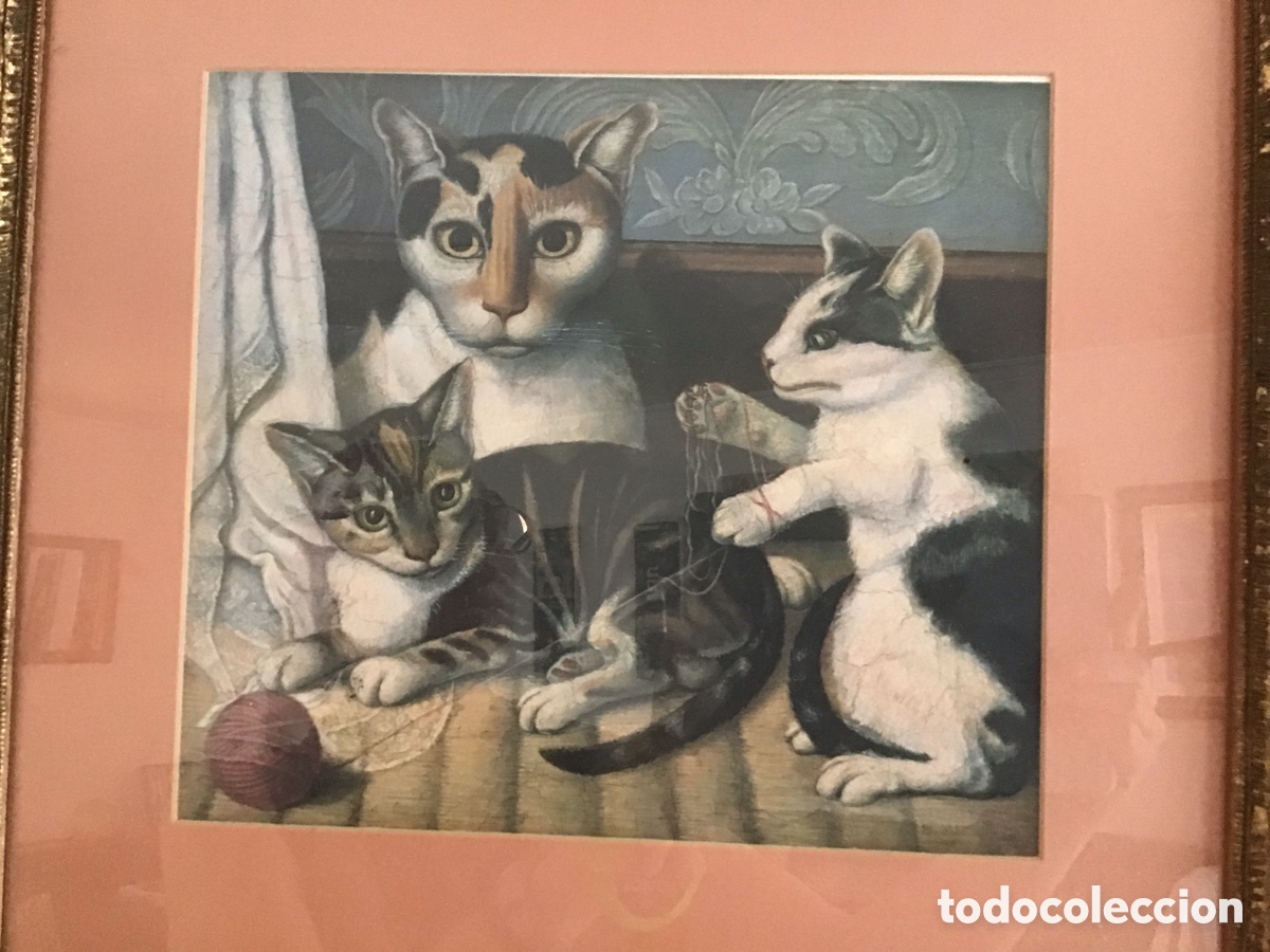 Segunda mano: Cuadro bodeg&oacute;n gatos - Foto 3
