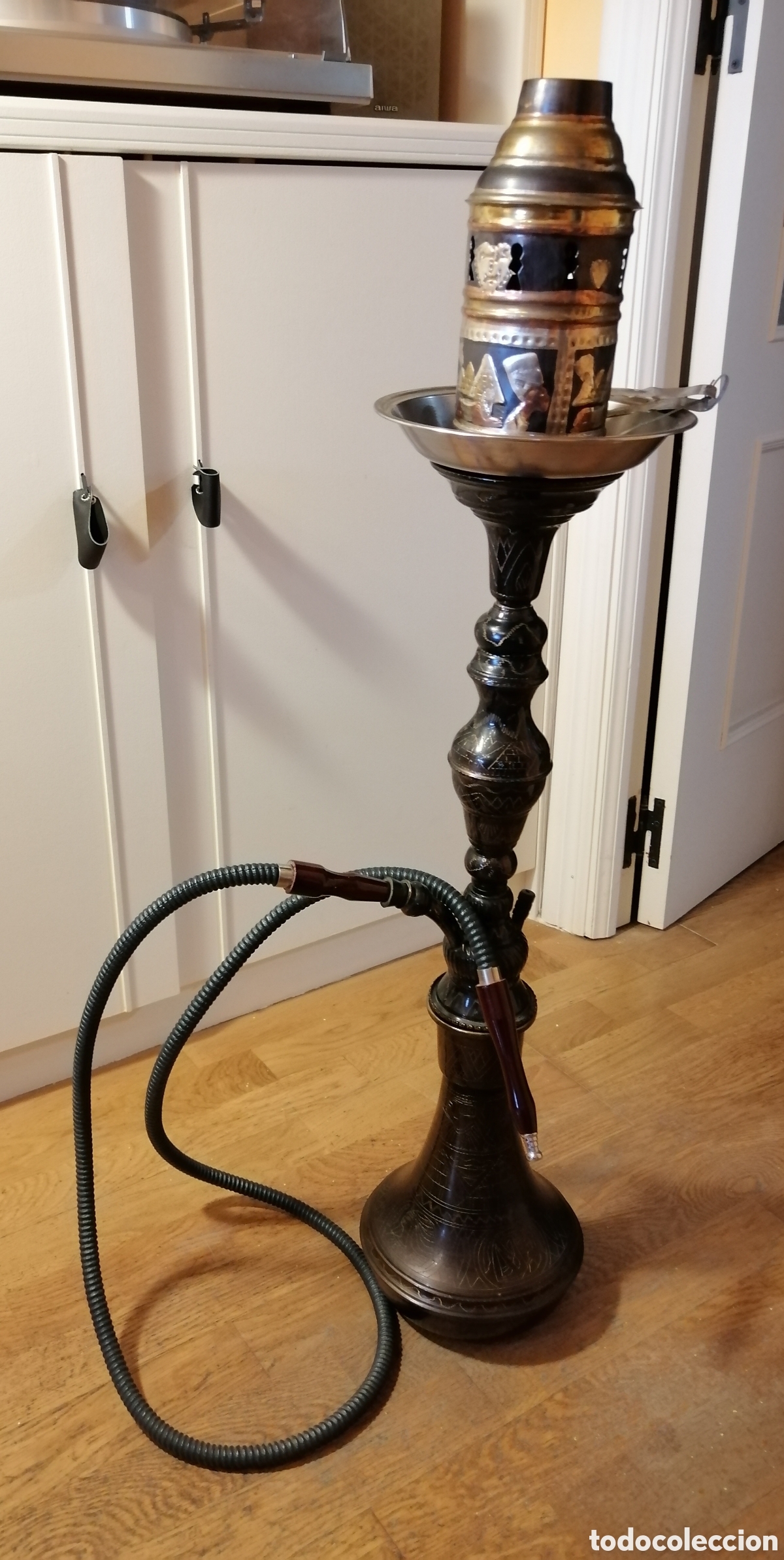 Segunda mano: Cachimba egipcia grabada de metal - Foto 1