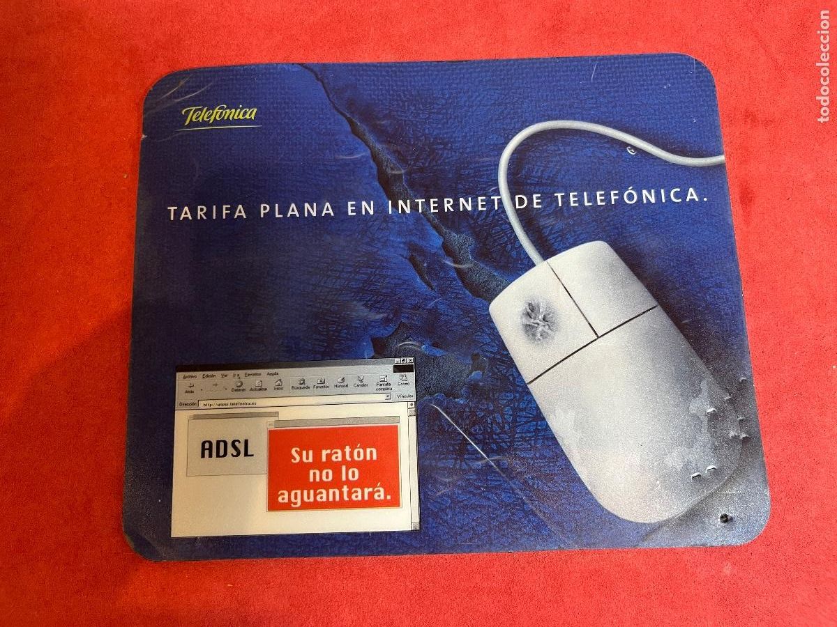 Segunda mano: Alfombrilla rat&oacute;n vintage retro &ndash; Telef&oacute;nica ADSL a&ntilde;os 90/2000 inform&aacute;tica