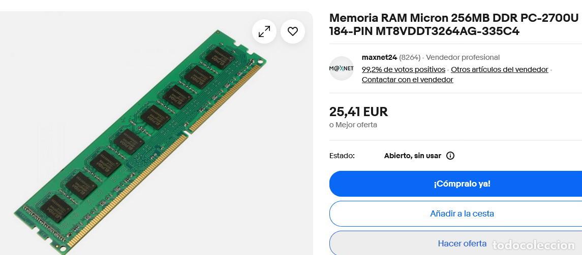 Segunda mano: 3 m&oacute;dulos Memoria RAM HP MT8VDDT3264AG - Foto 5