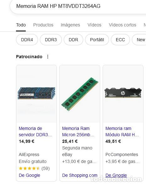 Segunda mano: 3 m&oacute;dulos Memoria RAM HP MT8VDDT3264AG - Foto 6