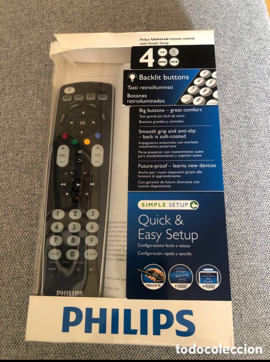 Segunda mano: Mando universal Phillips. 4 en 1. Televisi&oacute;n. Nuevo. ASM - Foto 1