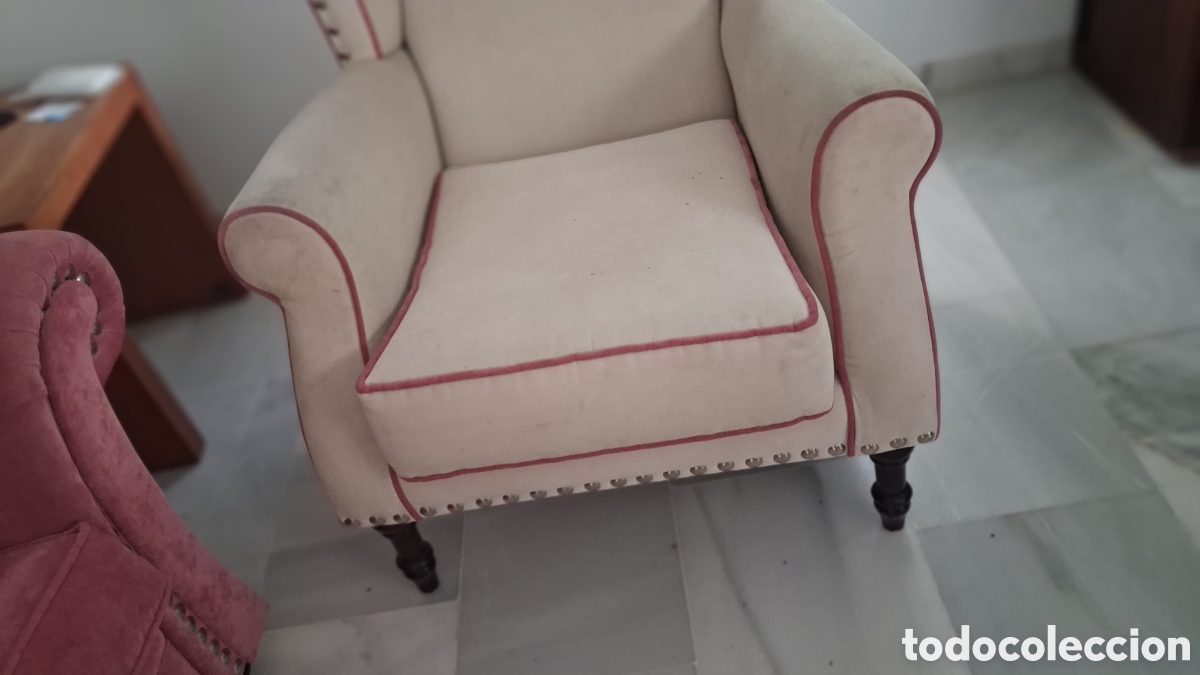 Segunda mano: Sofa terciopelo rosa 3 plazas - Foto 6