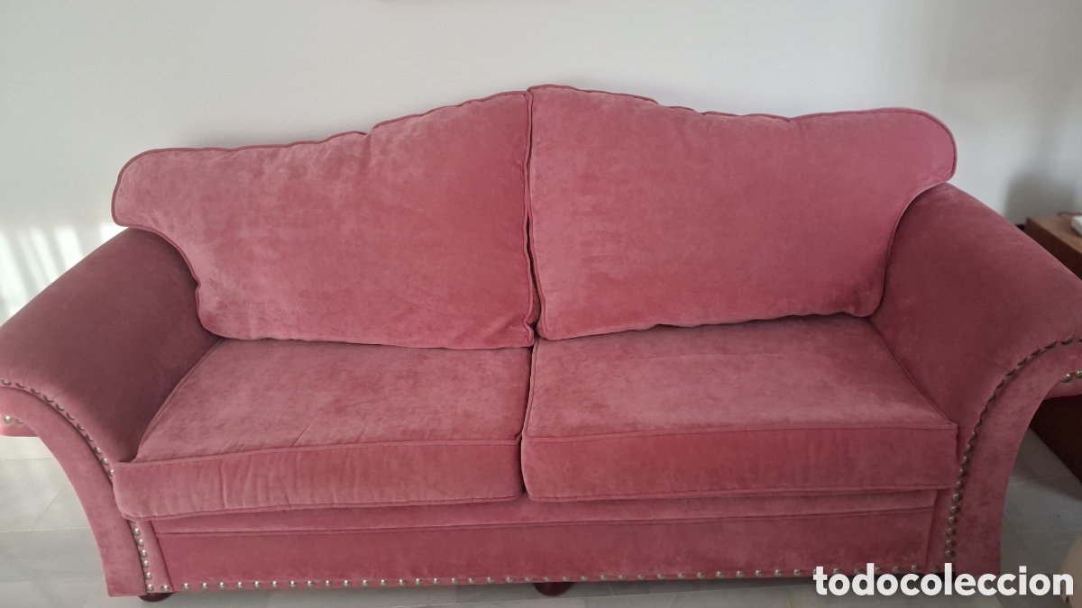 Segunda mano: Sofa terciopelo rosa 3 plazas - Foto 7