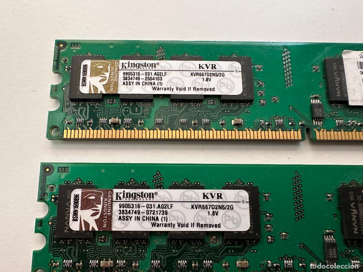 Segunda mano: 2 MODULOS DE MEMORIA KINGSTON DE 2G CADA UNO - Foto 3