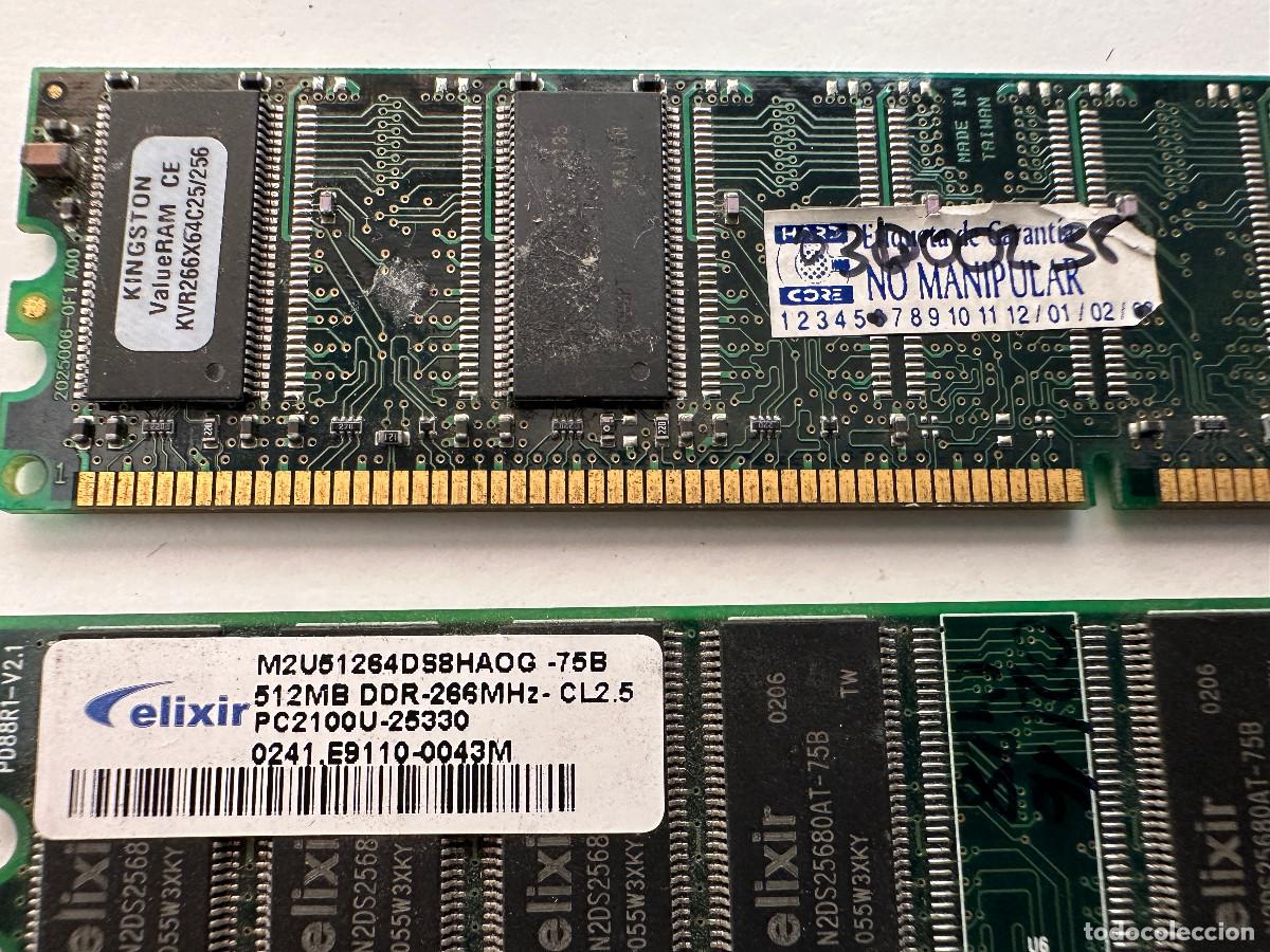 Segunda mano: 2 MODULOS DE MEMORIA KINGSTON y ELIXIR DE 512MB CADA UNO - Foto 2