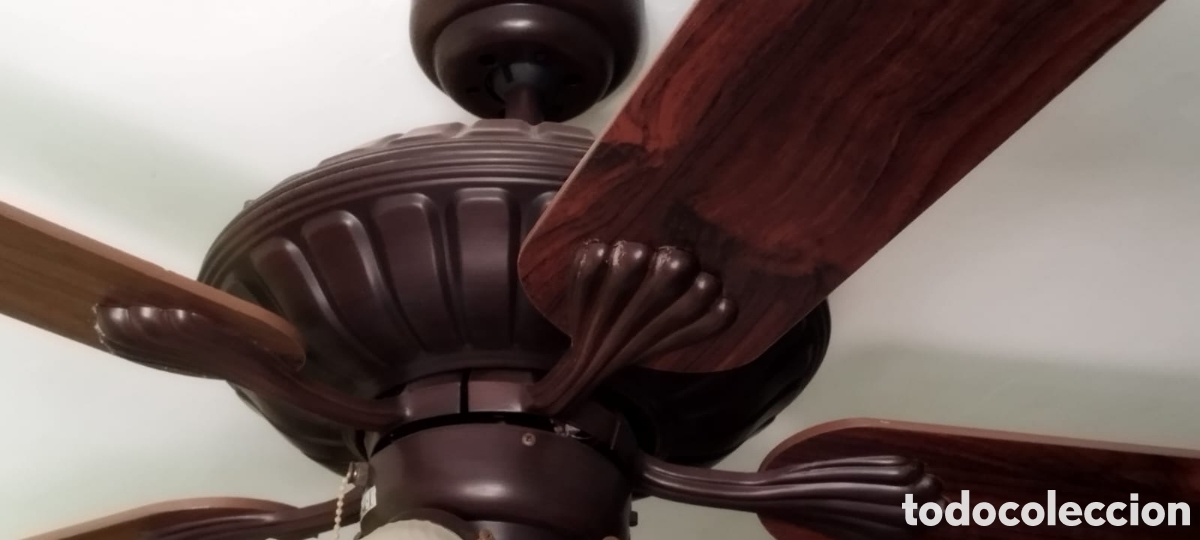 Segunda mano: Ventilador techo madera y metal con luz - Foto 2