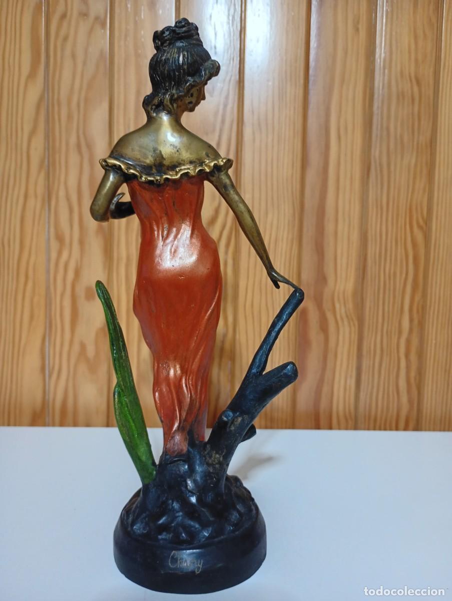 Segunda mano: FIGURA DE BRONCE, SE&Ntilde;ORA CON VESTIDO NARANJA - Foto 5
