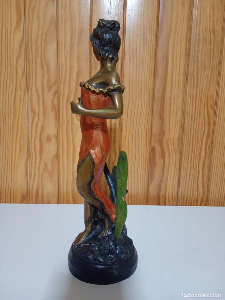 Segunda mano: FIGURA DE BRONCE, SE&Ntilde;ORA CON VESTIDO NARANJA - Foto 6