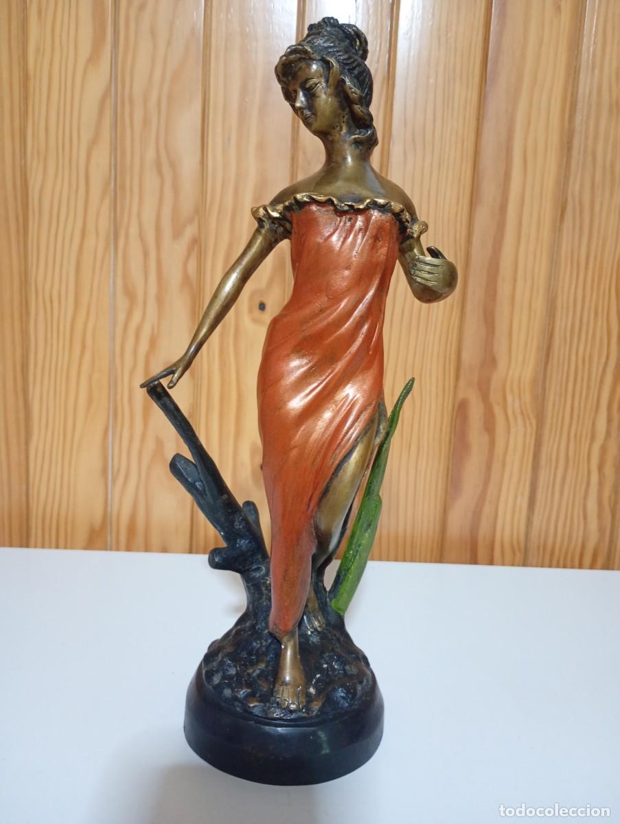 Segunda mano: FIGURA DE BRONCE, SE&Ntilde;ORA CON VESTIDO NARANJA - Foto 8