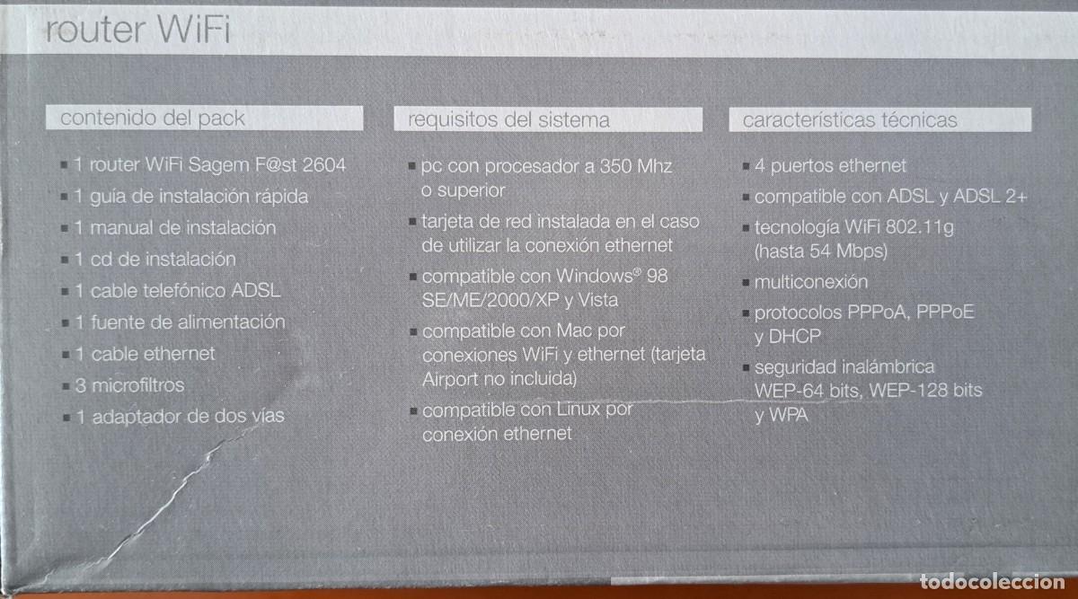 Segunda mano: ROUTER WIFI SAGEM FAST 2604. COMPLETO, FUNCIONADO. - Foto 6