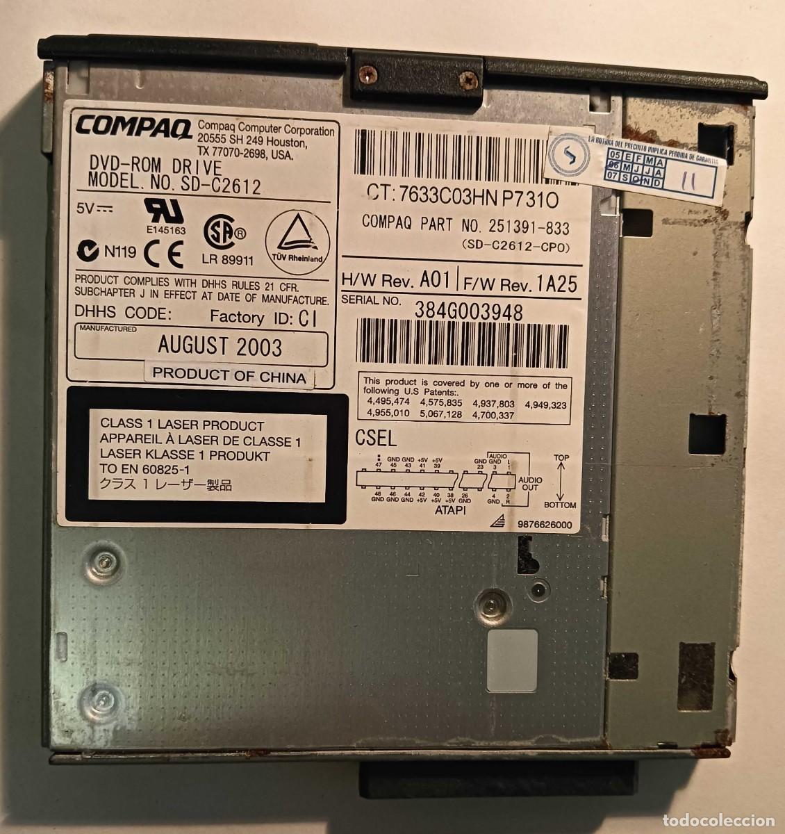 Segunda mano: Unidad de DVD-ROM Compaq SD-C2612 &ndash; Componente &Oacute;ptico Vintage - Foto 1