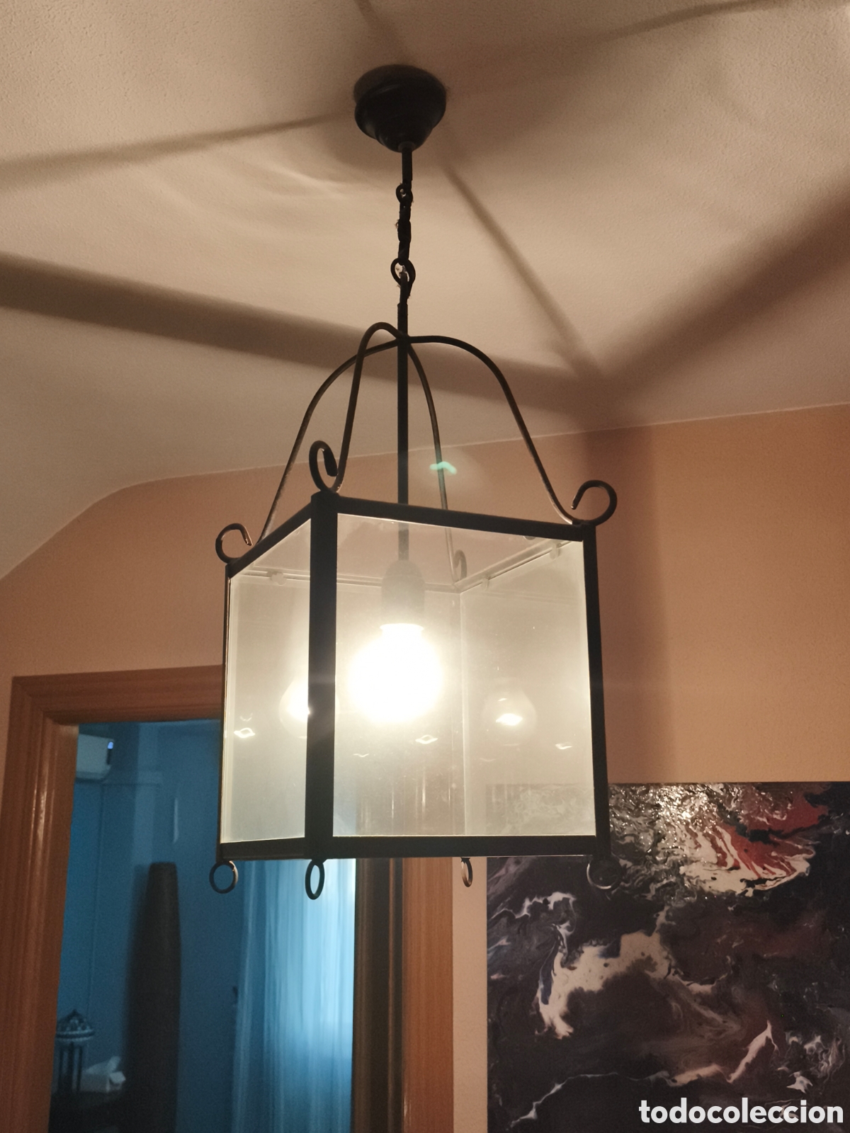 Segunda mano: 2L&aacute;mparas de techo hierro/vidrio - Foto 2