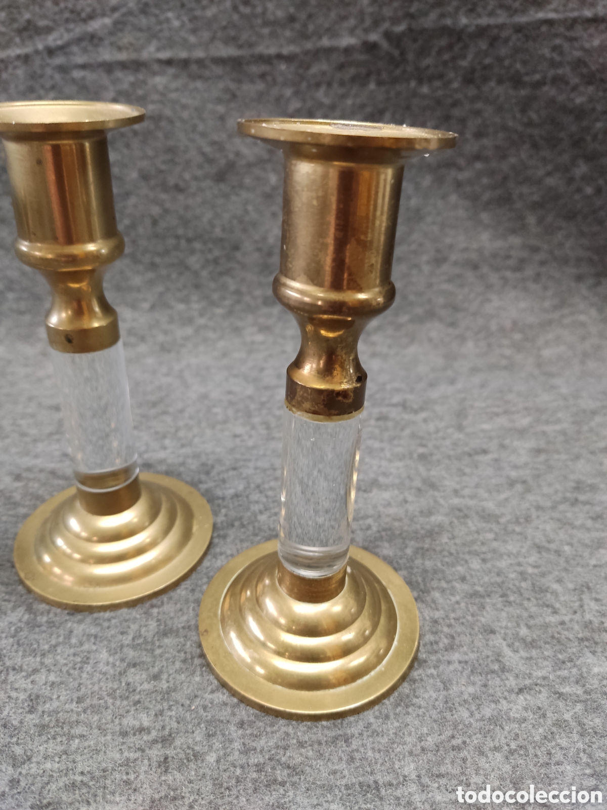 Segunda mano: Lote de 3 candelabros de lat&oacute;n y metacrilato - Foto 3