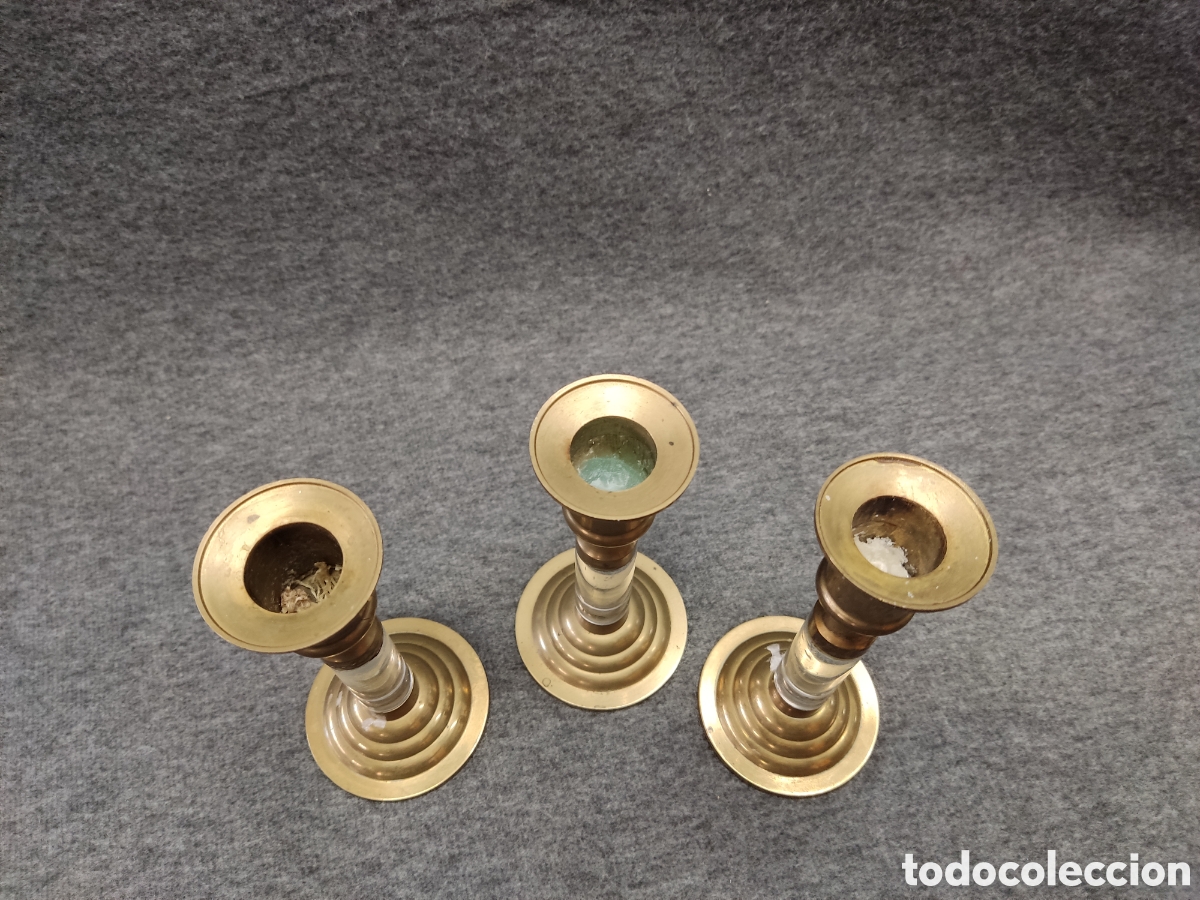Segunda mano: Lote de 3 candelabros de lat&oacute;n y metacrilato - Foto 4