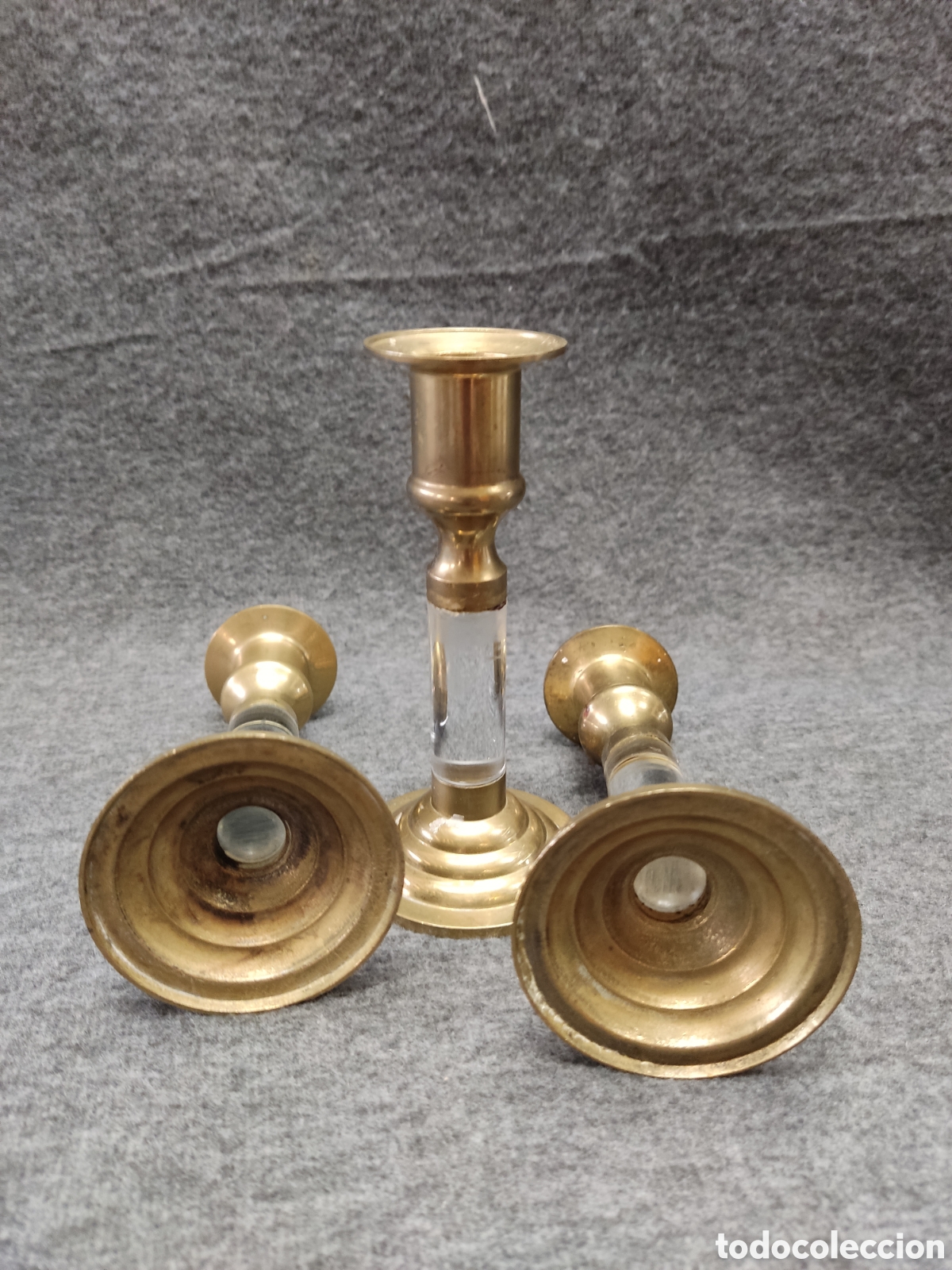 Segunda mano: Lote de 3 candelabros de lat&oacute;n y metacrilato - Foto 5