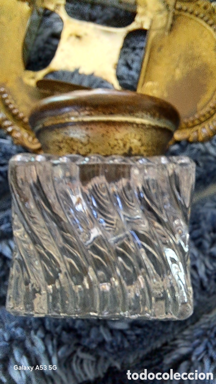 Segunda mano: Tintero antiguo de cristal y lat&oacute;n. - Foto 2