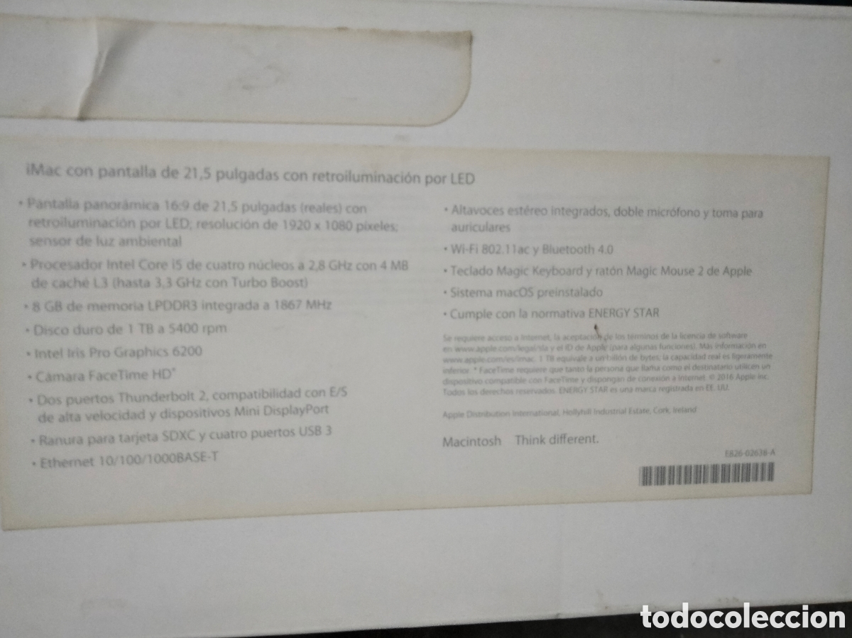 Segunda mano: Caja y corcho iMac 21.5&rdquo; 2.8 GHz 1Tb - Foto 7