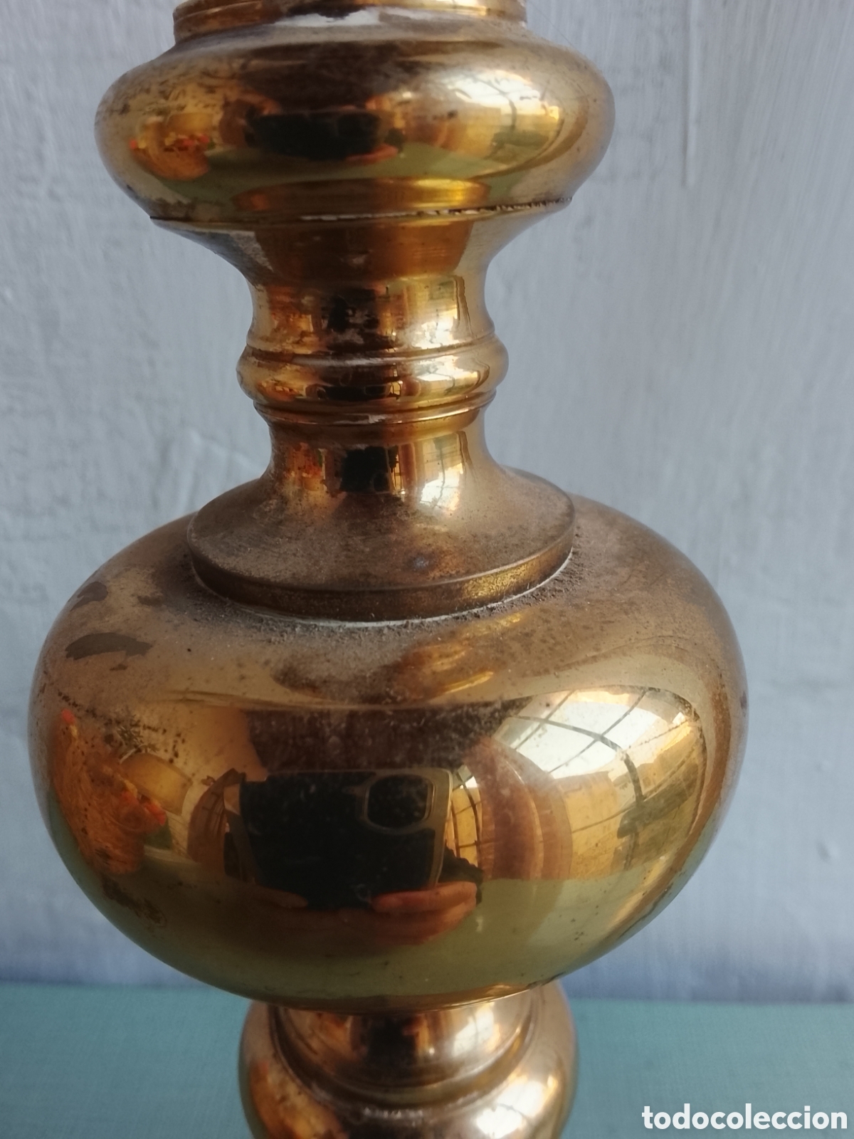 Segunda mano: Antigua l&aacute;mpara con pie de bronce. - Foto 8
