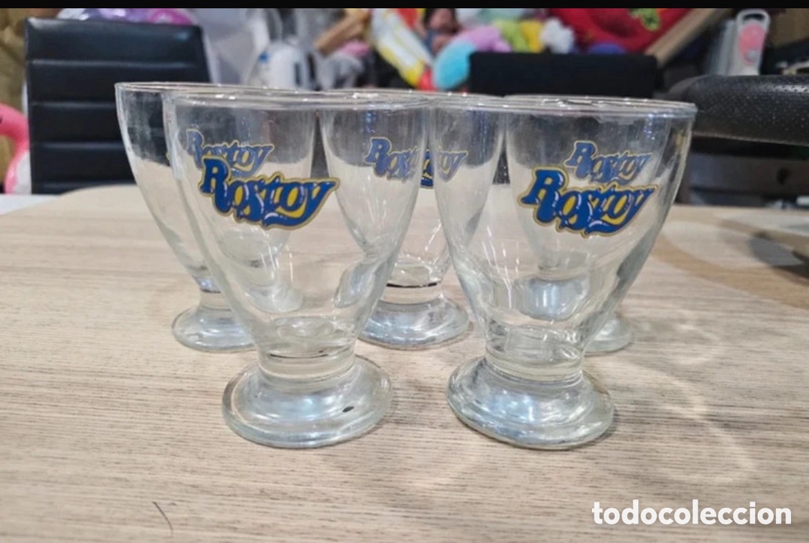 Segunda mano: Lote de cinco copas antiguas de zumo Rostoy - Foto 3